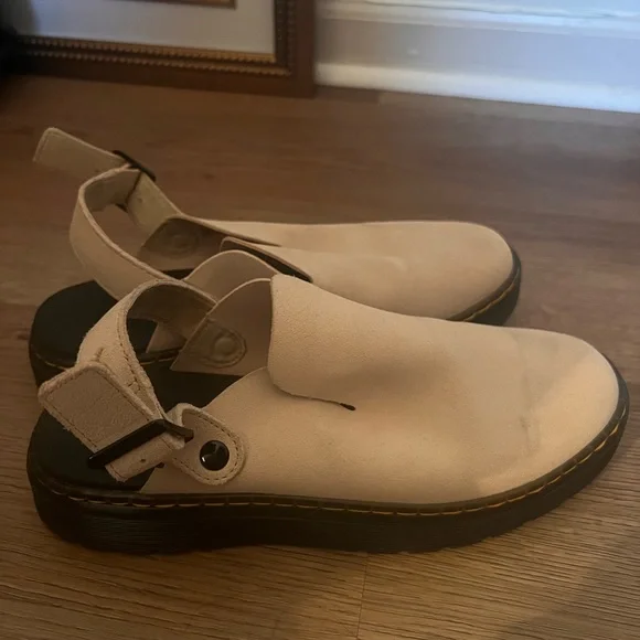 Dr. Martens Beige Suede Buckle Clog - Picture 3 of 4